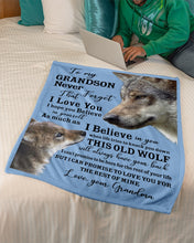 Load image into Gallery viewer, Wolf Grandma Gift For Grandson Believe In Yourself Fleece Blanket
