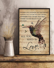 Load image into Gallery viewer, Music Sheet All You Need Is Love Hummingbird Vertical Poster
