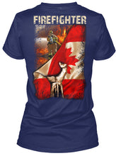 Load image into Gallery viewer, Firefighter Behind Canada Flag Gift For Firefighter Ladies V-Neck
