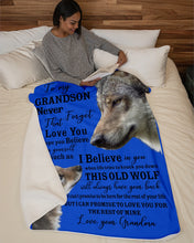 Load image into Gallery viewer, Wolf Grandma Gift For Grandson Believe In Yourself Sherpa Blanket
