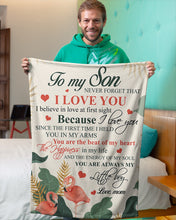 Load image into Gallery viewer, Flamingo You Are The Beat Of My Heart Mom Gift For Son Fleece Blanket
