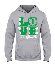 Load image into Gallery viewer, 1st Grade Love White Clover St Patrick's Day Gift For Teacher Hoodie
