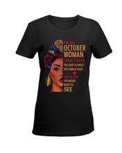 Load image into Gallery viewer, Im An October Woman I Have Three Sides Birthday Gift Ladies Tee
