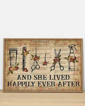 Load image into Gallery viewer, Gift For Hairstylist She Lived Happily Ever After Horizontal Poster
