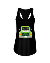 Load image into Gallery viewer, Boston Terrier Let's Go Travel Green Car St Patrick's Day Gift For Dog Lovers Ladies Flowy Tank
