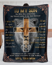 Load image into Gallery viewer, Lion Cross Always Carry You In My Heart Mom Gift For Son Sherpa Blanket
