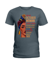 Load image into Gallery viewer, Im An October Woman I Have Three Sides Birthday Gift Ladies Tee
