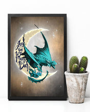 Load image into Gallery viewer, Teal Dragon Love You To The Moon And Back Gift For Daughter Vertical Poster
