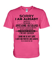Load image into Gallery viewer, A Freaking Awesome Husband Is My Life Guys V-Neck
