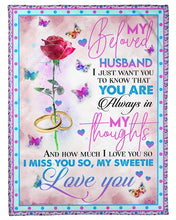 Load image into Gallery viewer, Red Rose Always In My Thoughts Gift For Husband Fleece Blanket
