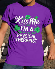 Load image into Gallery viewer, Physical Therapist Green Lip Shamrock St. Patrick's Day Color Changing Mug Guys Tee

